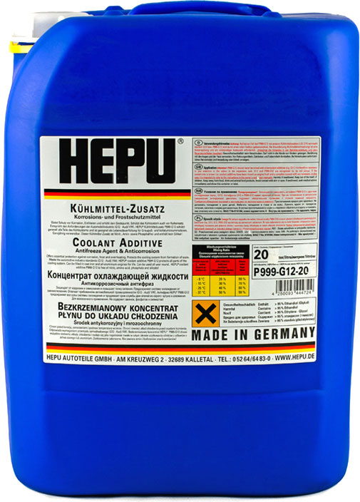 Охолоджувальна рідина HEPU G12, концентрат, червоний, 20 л (P999-G12-020)